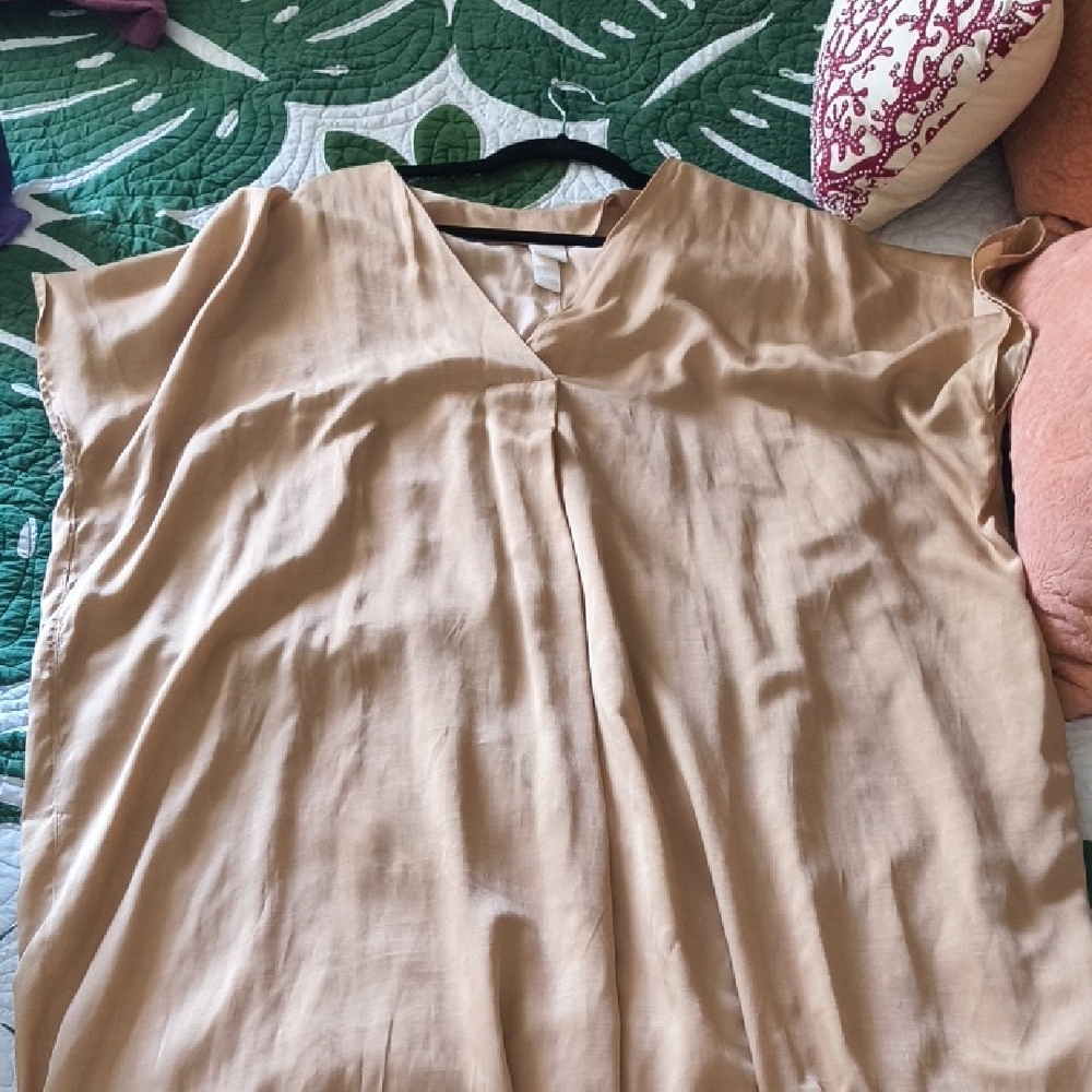 H&M Tan Midi Dress Relaxed Pleated Style